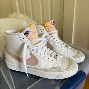 Nike Women's White and Cream High-Top Sneakers Worn Once